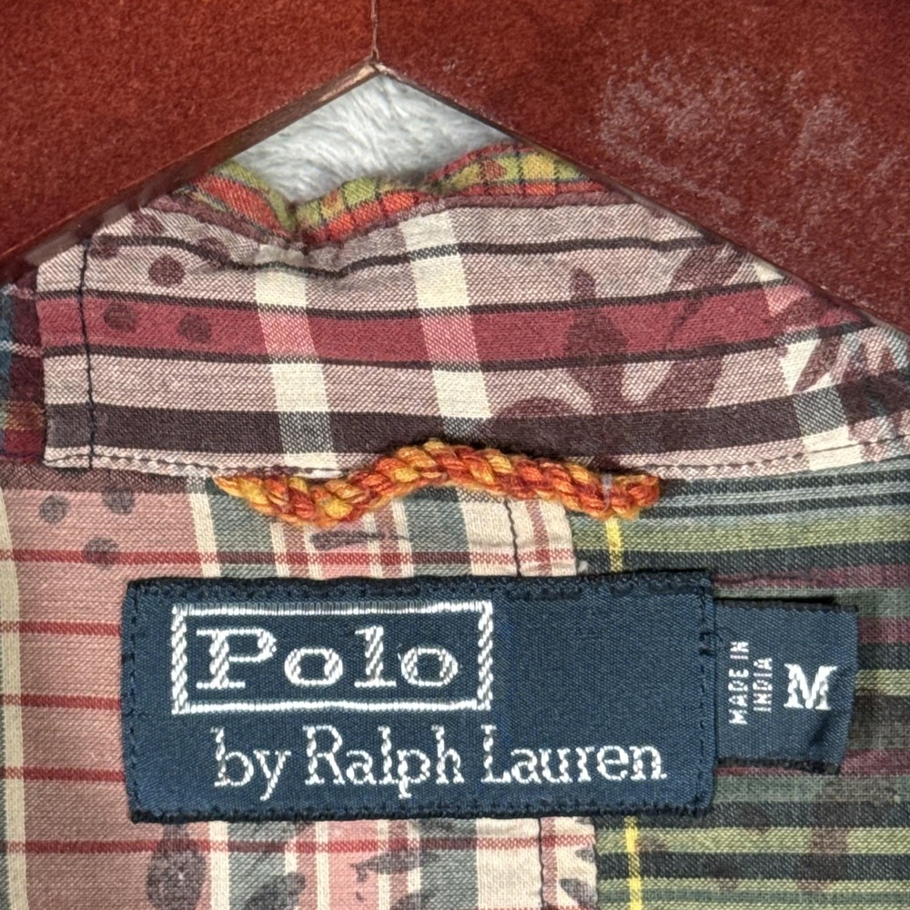 Polo Ralph Lauren Shirt Mens M Paisley Patchwork Madras Plaid Epaulet Pockets - Picture 3 of 11